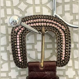 Saks Fifth Avenue Rock & Roll or Western Brown Leather w/ Pink Crystal Belt.